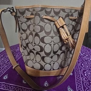 Coach Brown and Tan Shoulder Bag